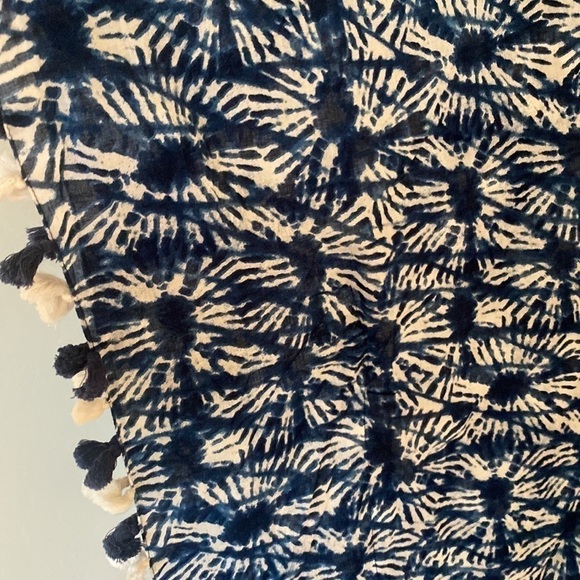 Lovestitch Blue & White Cotton Swim Coverup with Tassels – One Size - Picture 3 of 8